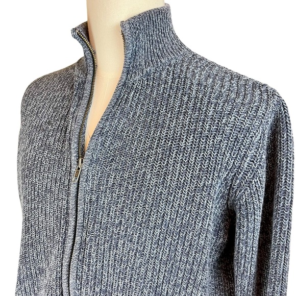 LL BEAN Blue Full Zip Sweater Cardigan Sz M Men's Jacket Marled Cotton  Casual - Picture 6 of 14